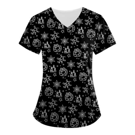 Christmas Print Scrub Tops for Women Breathable Santa Claus Snowman Pattern V-Neck T-Shirts Tee Tops with Pockets
Christmas Print Scrub Tops for Women Breathable Santa Claus Snowman Pattern V-Neck T-Shirts Tee Tops with Pockets
