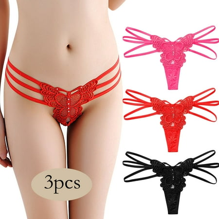 uikmnh Women 3 Pcs Panties Low Waist Ribbon Transparent Lace Panties Hollow Temptation Bow Thong
uikmnh Women 3 Pcs Panties Low Waist Ribbon Transparent Lace Panties Hollow Temptation Bow Thong