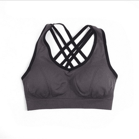 Women Seamless Padded Strappy Sports Bra Yoga Fitness Running Sportswear top
