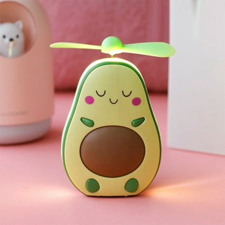 USB Mini Fan Cute Avocado Rechargeable Handheld Portable Carry Light Filling Mirror