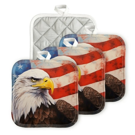 BaHomeck Pot Holders 4pcs dacron Made Square heat-resisting mat Machine Washable for Kitchen Oven Hot Pads 6.7inch*6.7inch American Bald Eagle Painting With The Background Of American Flag
BaHomeck Pot Holders 4pcs dacron Made Square heat-resisting mat Machine Washable for Kitchen Oven Hot Pads 6.7inch*6.7inch American Bald Eagle Painting With The Background Of American Flag