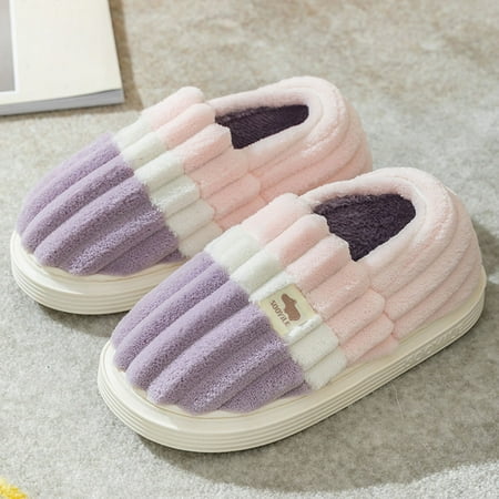 

Daznico Slippers for Women Couples Women Slip-On Furry Plush Flat Home Winter Open Toe Keep Warm Slippers Shoes Purple 9