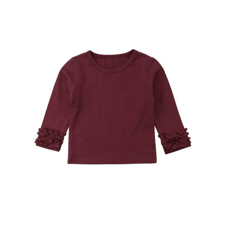 Luiryare Baby Girl Ruffle Cotton Long-Sleeve T-Shirt Raglan Casual Blouse