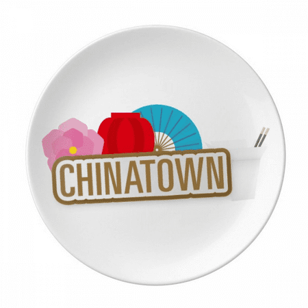 flower fan brown china town plate decorative porcelain salver tableware dinner dish