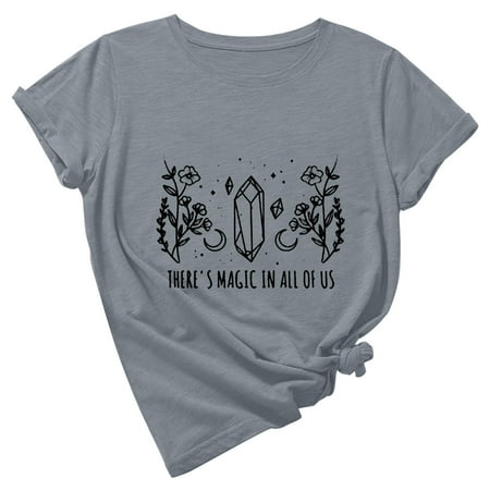 Crop Tops for Women Tunic Tops Women s Summer Loose Pullover Print Round Neck Short Sleeve Top Short Sleeve Round Neck Top/Shirt Womens Workout Tops Black Shirts for Women New Arrival Gray L
Crop Tops for Women Tunic Tops Women s Summer Loose Pullover Print Round Neck Short Sleeve Top Short Sleeve Round Neck Top/Shirt Womens Workout Tops Black Shirts for Women New Arrival Gray L