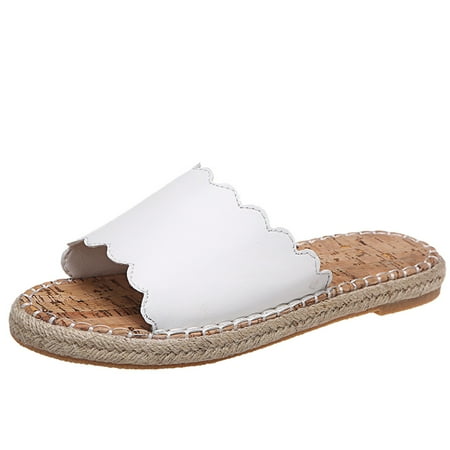 Fashion Women s Summer Slip-On Weave Beach Open Toe Breathable Slippers Shoes