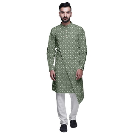 Atasi Party Wear Kurta Pajama For Men Mandarin Collar Ethnic Printed Kurta Set