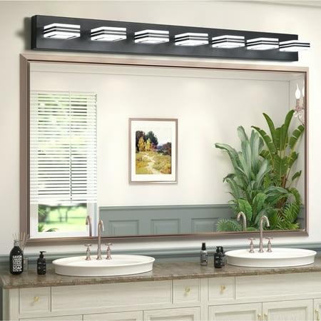 CHNGQANW LED Modern Black Vanity Lights 7-Lights Acrylic Matte Black Bathroom Vanity Lights Over Mirror
CHNGQANW LED Modern Black Vanity Lights 7-Lights Acrylic Matte Black Bathroom Vanity Lights Over Mirror