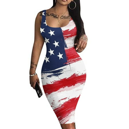4th of July Dresses for Women Summer Casual Sling Dress Independence Day Print Slim Sundress Sleeveless Summer Tank Dress
4th of July Dresses for Women Summer Casual Sling Dress Independence Day Print Slim Sundress Sleeveless Summer Tank Dress