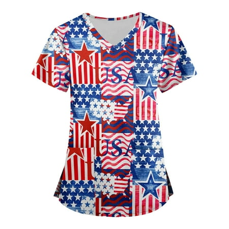 Sksloeg Scrub Top for Women Summer 4th Of July American Flag Pattern Blouse Short Sleeve Nurse Working Uniform V Neck Graphic Scrub Shirts Red XXXXL
Sksloeg Scrub Top for Women Summer 4th Of July American Flag Pattern Blouse Short Sleeve Nurse Working Uniform V Neck Graphic Scrub Shirts Red XXXXL