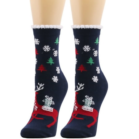 

TIANEK Cute Christmas Vintage Printing Thicker Long Comfortable Foot Alignment Socks Women