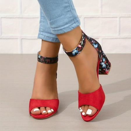 Women s Chunky Heeled Sandals Peep Toe Floral Print Ankle Strap High Heels Canvas Sandals
Women s Chunky Heeled Sandals Peep Toe Floral Print Ankle Strap High Heels Canvas Sandals