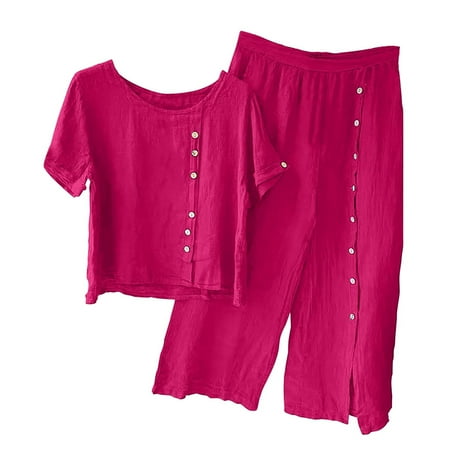 Naughtyhood Womens Pajama Sets Women s Solid Crewneck Button Half Sleeve Pullover Shirt Tops + Pants Trousers Set Matching Hot S
Naughtyhood Womens Pajama Sets Women s Solid Crewneck Button Half Sleeve Pullover Shirt Tops + Pants Trousers Set Matching Hot S