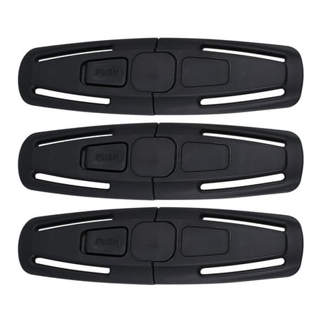 3PCS Safety Seat Strap Clip Car Seat Belt Retainer Safe Buckle for Baby (Black)