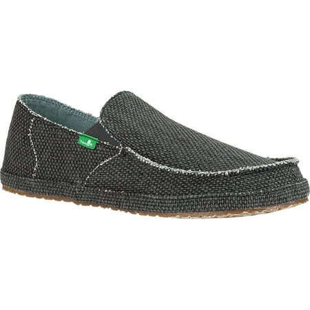 Men s Sanuk Rounder Moc Toe Shoe Pirate Black Canvas 9 M
