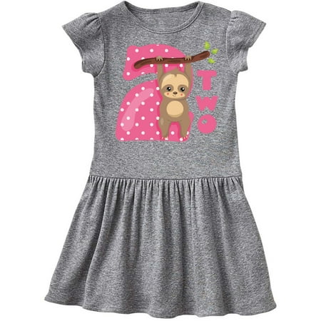 Inktastic Pink Sloth 2nd Birthday Gift Toddler Girl Dress