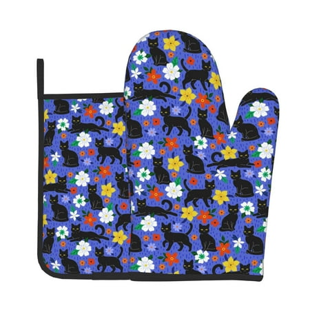 Tebeau Black Cats And Flowers Print Oven Mitts and Pan Racks 2-Piece Set Kitchen Oven Mitts and Pan Racks Heat Resistant 500 °F for Baking and Cooking
Tebeau Black Cats And Flowers Print Oven Mitts and Pan Racks 2-Piece Set Kitchen Oven Mitts and Pan Racks Heat Resistant 500 °F for Baking and Cooking