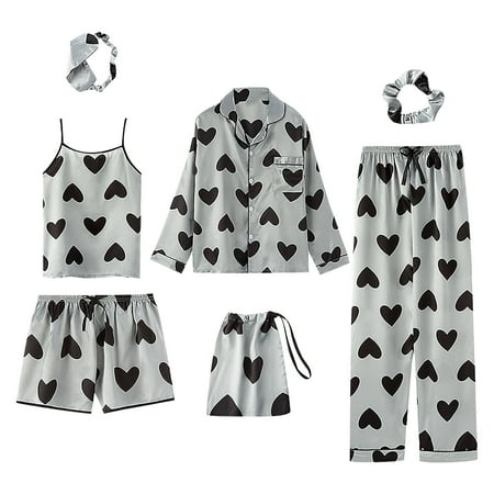 QIIBURR Womens Summer Tops 7 Pieces Womens Pajamas Sets Faux Silk Pyjama Womens Pajamas Sleepwear Sets Spring Summer Homewear Womens Pajamas Pants
QIIBURR Womens Summer Tops 7 Pieces Womens Pajamas Sets Faux Silk Pyjama Womens Pajamas Sleepwear Sets Spring Summer Homewear Womens Pajamas Pants