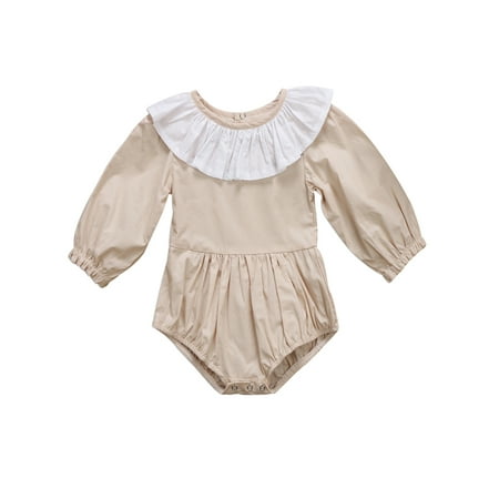 Baby Girl Ruffles Collar Solid Color Long Sleeve Cotton Romper Outfit (80/6-12 Months Beige)
Baby Girl Ruffles Collar Solid Color Long Sleeve Cotton Romper Outfit (80/6-12 Months Beige)