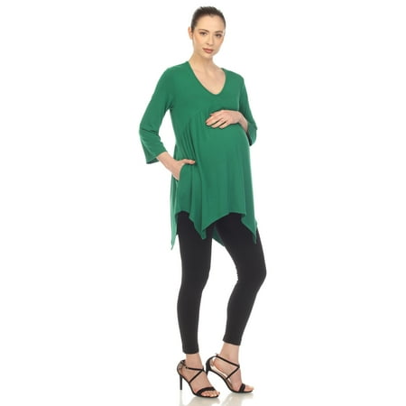 White Mark Women s Maternity Empire Waist V-Neck Tunic Top