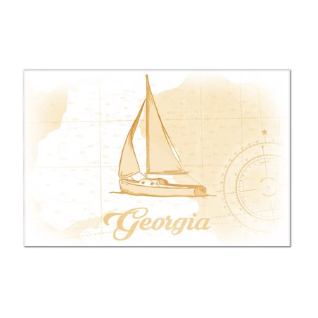 Georgia - Sailboat - Yellow - Coastal Icon - Lantern Press Artwork (24x16 Acrylic Wall Art Gallery Quality)