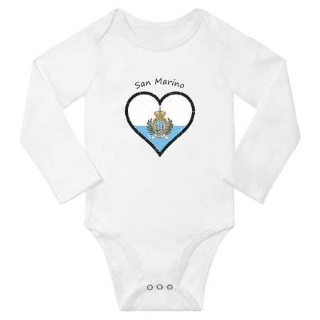 San Marino Flag Heart Love Baby Long Sleeve Bodysuit (White 6 Months)