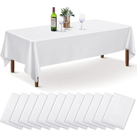 

12 Pack of 12 Rectangle Tablecloths 58 X 102 Rectangle Tablecloth Polyester Tablecloth 6 Foot Rectangle Tablecloth Wrinkle Resistant Washable Tablecloth for Wedding Baby Shower Reception Party White