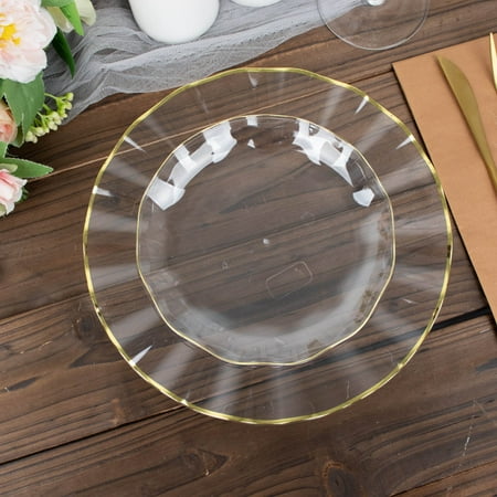 Efavormart 10 Pack | Clear 6 Round Plastic Dessert Salad Plates Disposable Appetizer Plates with Gold Wavy Rim for Wedding Outdoor Receptions Banquets Holiday Dining
Efavormart 10 Pack | Clear 6 Round Plastic Dessert Salad Plates Disposable Appetizer Plates with Gold Wavy Rim for Wedding Outdoor Receptions Banquets Holiday Dining