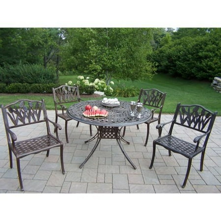 Oakland Living Capitol Cast Aluminum 48 in. Tulip Patio Dining Set - Seats 4