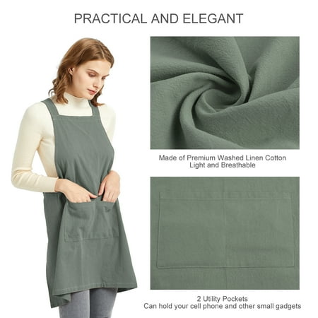 Elezay Slim Cross Back Cooking Cotton Linen Apron No Tie Cozy X Shape Pinafore for Kitchen Baking Gardening Painting Green L
Elezay Slim Cross Back Cooking Cotton Linen Apron No Tie Cozy X Shape Pinafore for Kitchen Baking Gardening Painting Green L