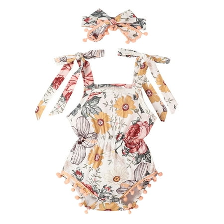 Canrulo Baby Girls Tie Up Flower/Flamingo Print Romper with Pompoms Headband Outfit Set Flower 6-12 Months
Canrulo Baby Girls Tie Up Flower/Flamingo Print Romper with Pompoms Headband Outfit Set Flower 6-12 Months