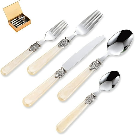 Reverie Collection 18/10 Stainless Steel Flatware Set 30-Piece Silverware Set Service For 6 (Gold Pearl Silverware 30 Pcs Set 1)
Reverie Collection 18/10 Stainless Steel Flatware Set 30-Piece Silverware Set Service For 6 (Gold Pearl Silverware 30 Pcs Set 1)