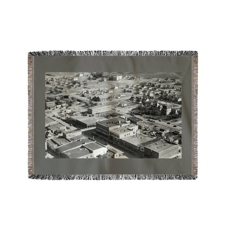 Glasgow, Montana - Aerial View of the City, South Western View (60x80 Woven Chenille Yarn Blanket)