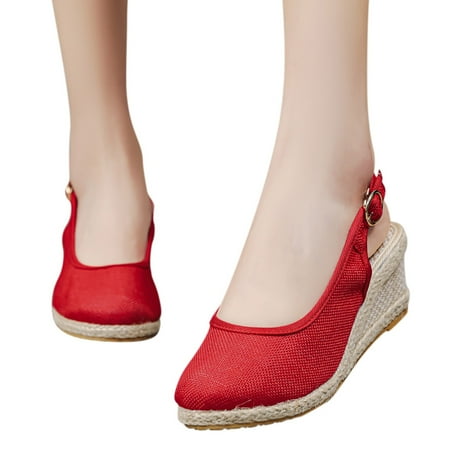 Cathalem Shoes Comfortable Strap Wedges Toe Sandals Summer Women Weave Fashion Buckle Breathable Women Wedge Sandals under 20 Red 9
Cathalem Shoes Comfortable Strap Wedges Toe Sandals Summer Women Weave Fashion Buckle Breathable Women Wedge Sandals under 20 Red 9