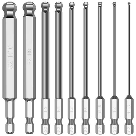 Niyofa 9 Pcs Hex Screwdriver Bits Set Metric Ball End Hex Key Screwdriver Bits 1/4 Hex Shank S2 Alloy Steel Magnetic Ball Head Allen Hex Bit Compatible with Power Drills
Niyofa 9 Pcs Hex Screwdriver Bits Set Metric Ball End Hex Key Screwdriver Bits 1/4 Hex Shank S2 Alloy Steel Magnetic Ball Head Allen Hex Bit Compatible with Power Drills