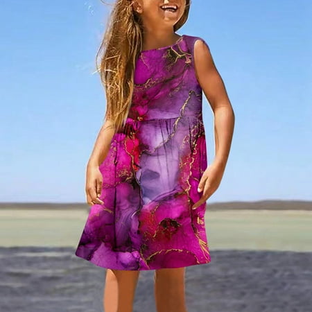 pop seller Summer Trend Casual Digital Printed Children s Sleeveless Vest Dress