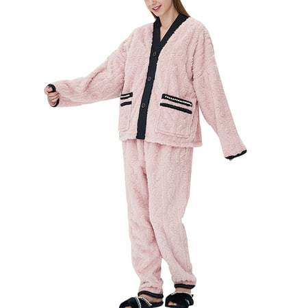 Capreze Women Sherpa Fleece Pajama Set Thicken Long Sleeve Plush Sleepwear Button Down Nightwear Soft Pj Loungewear Sets with Pockets
Capreze Women Sherpa Fleece Pajama Set Thicken Long Sleeve Plush Sleepwear Button Down Nightwear Soft Pj Loungewear Sets with Pockets