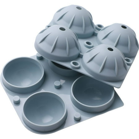 Ice Ball Maker Mold Round Ice Ball Spheres Shape Ice Cube Mold Whiskey Ice Ball Silicone Maker DIY Tray Mold with 4 Cup and Lid