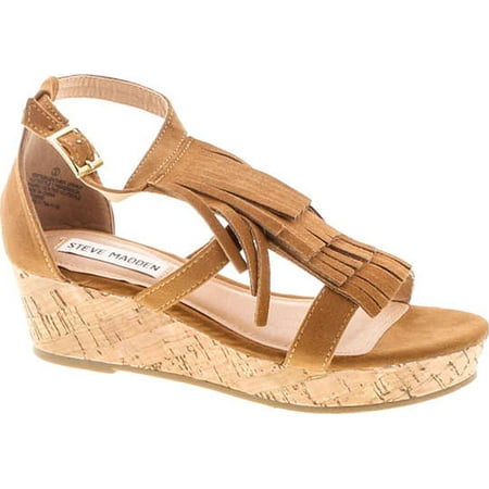 Steve Madden Girls Brand Jfringly Wedge Fringe Fashion Sandals Cognac 2
