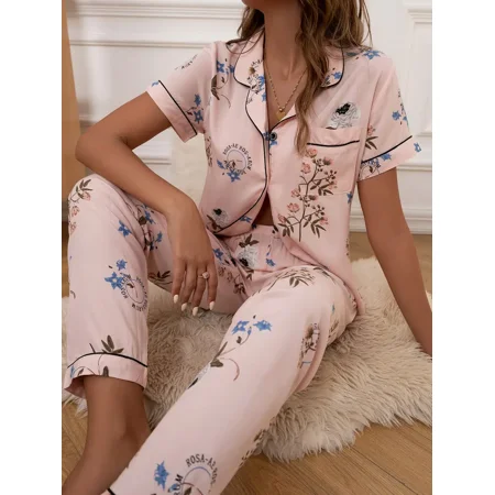Valentine‘s Day Soft Cotton Floral Pajamas Set Lightweight Button Up Blouse Pajama Top & Elastic Waistband Pajama Pants Women‘s Loungewear & Sleepwear
Valentine‘s Day Soft Cotton Floral Pajamas Set Lightweight Button Up Blouse Pajama Top & Elastic Waistband Pajama Pants Women‘s Loungewear & Sleepwear
