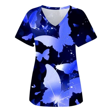 Women Scrubs Top Nurses Clothing Workwear Working Uniform T-Shirt Fashion Butterflies Printed Short Sleeve Leisure Workwear V-Neck Pockets Tops Working Blouse Shirt
Women Scrubs Top Nurses Clothing Workwear Working Uniform T-Shirt Fashion Butterflies Printed Short Sleeve Leisure Workwear V-Neck Pockets Tops Working Blouse Shirt