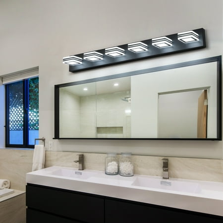 LED Modern Black Vanity Lights 6-Lights Acrylic Matte Black Bathroom Vanity Lights Over Mirror
LED Modern Black Vanity Lights 6-Lights Acrylic Matte Black Bathroom Vanity Lights Over Mirror