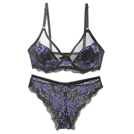 Unique Bargains Women s Plus Size Underwire Lace Sheer Push-Up 2-Hook Bra and Panty Set
Unique Bargains Women s Plus Size Underwire Lace Sheer Push-Up 2-Hook Bra and Panty Set