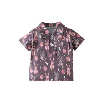 Sunisery Easter Kids Boys Shirt Short Sleeve Lapel Neck Rabbit Print Buttons Casual Loose Fall Summer Pullover Tops Grey Purple 1-2 Years
Sunisery Easter Kids Boys Shirt Short Sleeve Lapel Neck Rabbit Print Buttons Casual Loose Fall Summer Pullover Tops Grey Purple 1-2 Years