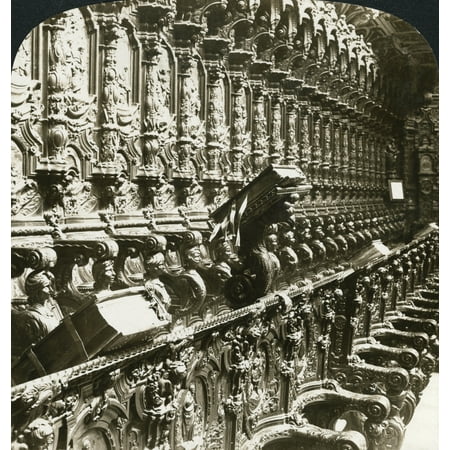 Spain Cordoba C1908 NBeautifully Carved Choir Stalls Cathedral Cordova Spain Stereograph C1908 Poster Print by Granger Collection