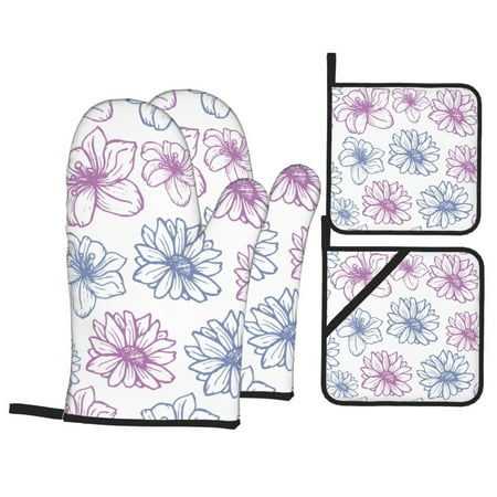 Oven Mitts and Pot Holders Set Baking 4-Piece Set for Kitchen for Outdoor BBQ Mitts Heat Resistant Cooking Flowers Petals Forest Pattern
Oven Mitts and Pot Holders Set Baking 4-Piece Set for Kitchen for Outdoor BBQ Mitts Heat Resistant Cooking Flowers Petals Forest Pattern