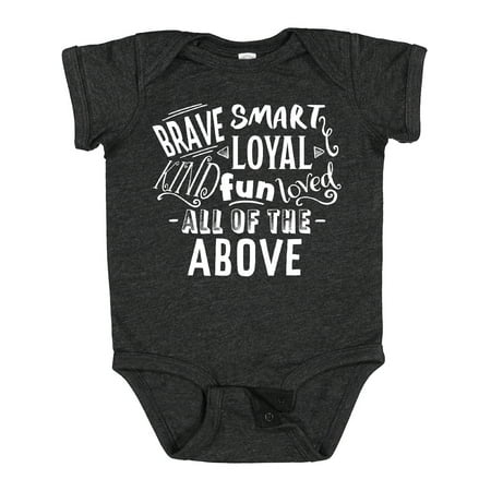 Inktastic Brave Smart Loyal Kind Fun Loved All of the Above Boys or Girls Baby Bodysuit
Inktastic Brave Smart Loyal Kind Fun Loved All of the Above Boys or Girls Baby Bodysuit