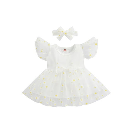 Sunisery Toddler Baby Girls Princess Dress Round Neck Fly Sleeve Patchwork Sunflower Print Mesh Dress with Headband White 9-12 Months
Sunisery Toddler Baby Girls Princess Dress Round Neck Fly Sleeve Patchwork Sunflower Print Mesh Dress with Headband White 9-12 Months