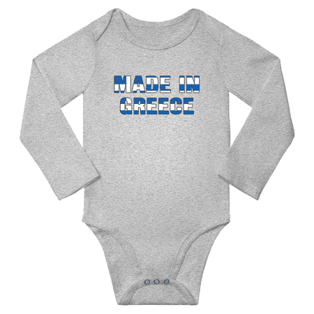 Made In Greece Baby Long Sleeve Bodysuit Clothes (Gray 24 Months)