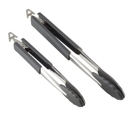 Anolon Tools and Gadgets SureGrip Nonstick Locking Tongs Set 2-Piece Graphite